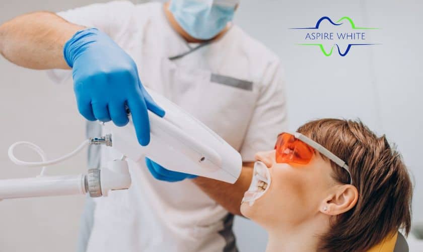 Professional teeth whitening treatment in progress Poole